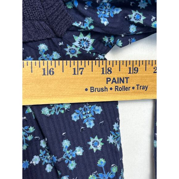 NWT Melissa Nepton Women's M Blue Calvin Mixed Media Floral Print Sweater Top - Picture 5 of 7